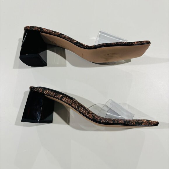 Good American Snakeskin Block Heel Clear Sandals Size 7 - Picture 3 of 6